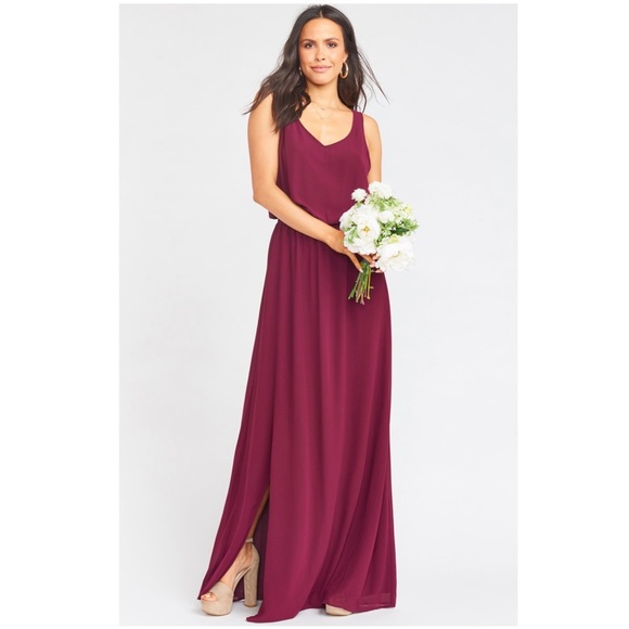 Show Me Your Mumu Kendall Maxi Dress in Merlot Chiffon - Picture 2 of 2